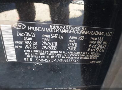 Lot #2992808904 2023 HYUNDAI SANTA FE SEL