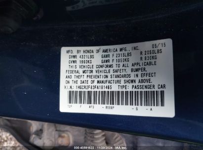 Lot #3031680811 2015 HONDA ACCORD EX-L