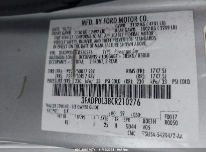 Lot #2995293086 2012 FORD FUSION HYBRID