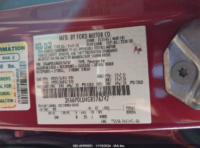 Lot #2992821095 2016 FORD FUSION HYBRID SE