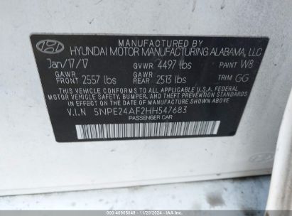 Lot #3035093937 2017 HYUNDAI SONATA