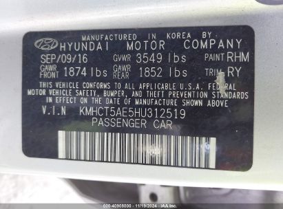 Lot #3035094105 2017 HYUNDAI ACCENT SE