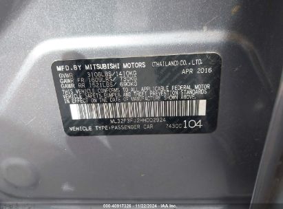 Lot #3056063534 2017 MITSUBISHI MIRAGE G4 ES