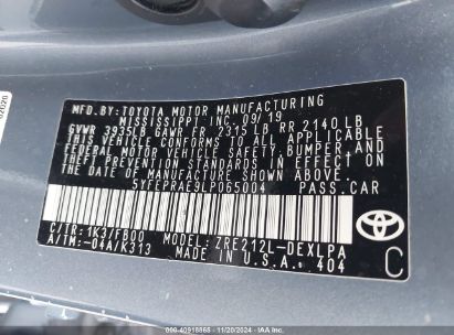 Lot #3035069961 2020 TOYOTA COROLLA LE