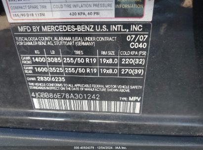 Lot #3050078991 2008 MERCEDES-BENZ ML 350 4MATIC