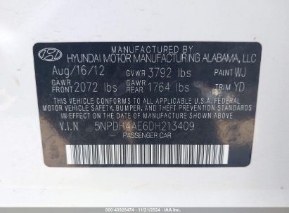 Lot #3053066556 2013 HYUNDAI ELANTRA GLS