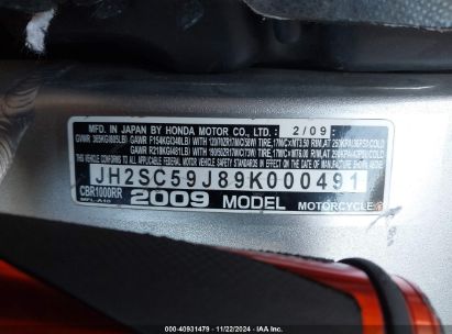 Lot #3035090421 2009 HONDA CBR1000 RR