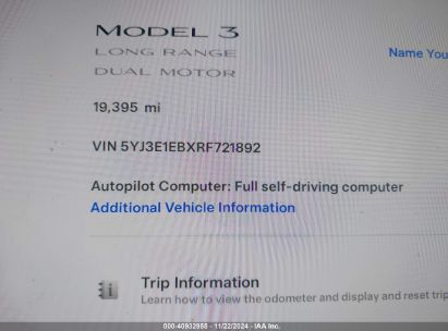 Lot #3034052975 2024 TESLA MODEL 3 LONG RANGE DUAL MOTOR ALL-WHEEL DRIVE