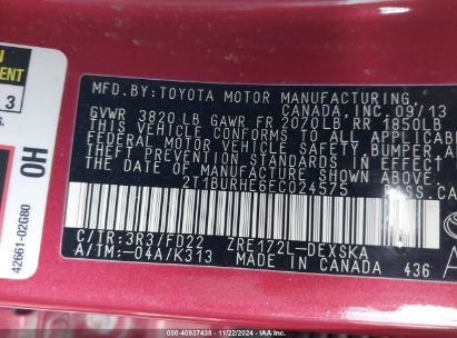 Lot #3035081976 2014 TOYOTA COROLLA S PLUS