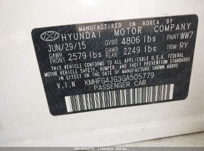 Lot #3035081848 2016 HYUNDAI AZERA