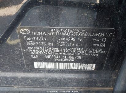 Lot #3035081814 2013 HYUNDAI SONATA GLS