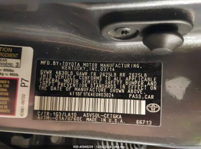 Lot #3035081815 2014 TOYOTA CAMRY XLE