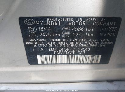 Lot #3037540363 2015 HYUNDAI SONATA HYBRID LIMITED