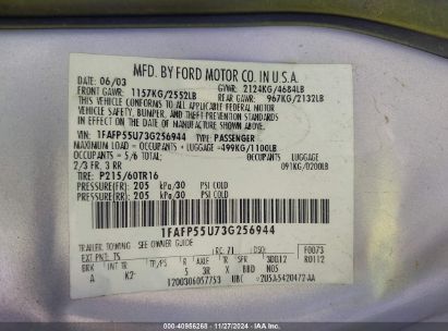 Lot #3035088955 2003 FORD TAURUS SES