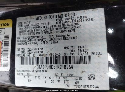 Lot #3034052760 2015 FORD FUSION SE