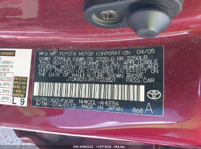 Lot #3035093022 2005 TOYOTA PRIUS