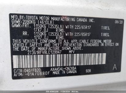 Lot #3034052307 2020 TOYOTA RAV4 LE