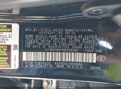 Lot #3056068427 2019 TOYOTA CAMRY HYBRID LE