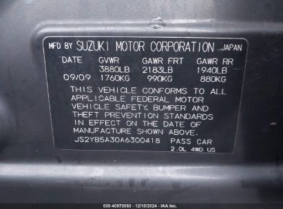 Lot #3037539636 2010 SUZUKI SX4 TECHNOLOGY