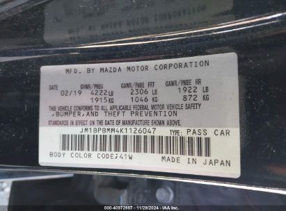 Lot #3050078730 2019 MAZDA MAZDA3 PREFERRED PACKAGE