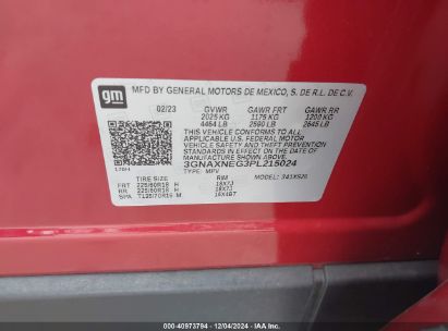 Lot #3037539590 2023 CHEVROLET EQUINOX FWD PREMIER