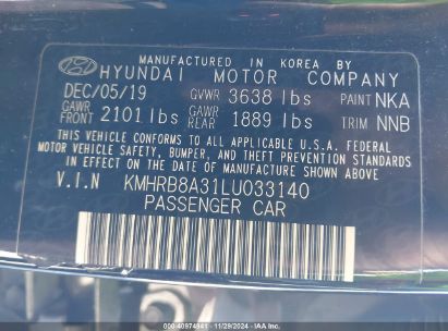 Lot #3034052270 2020 HYUNDAI VENUE SE