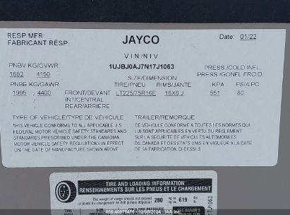 Lot #3050078672 2022 JAYCO JAYFLIGHT TRAVEL TRAILER