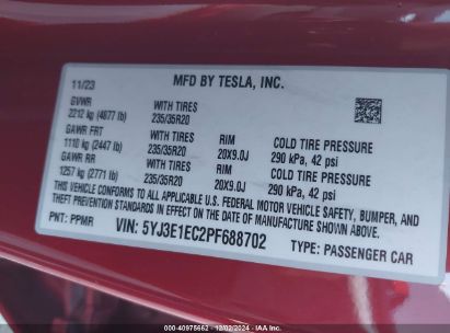 Lot #3035088866 2023 TESLA MODEL 3 PERFORMANCE DUAL MOTOR ALL-WHEEL DRIVE