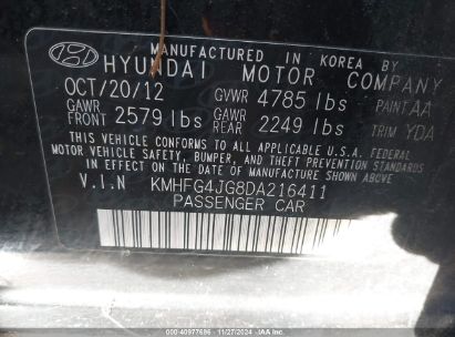 Lot #3034051987 2013 HYUNDAI AZERA