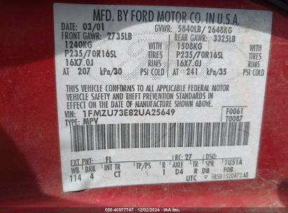 Lot #3034051984 2002 FORD EXPLORER XLT