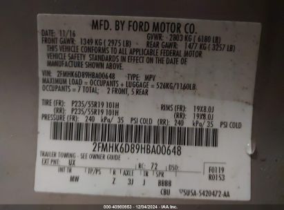 Lot #3035081462 2017 FORD FLEX LIMITED