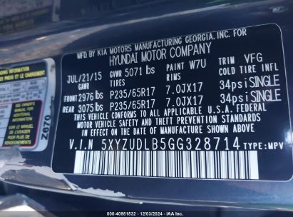 Lot #3037539159 2016 HYUNDAI SANTA FE SPORT 2.4L