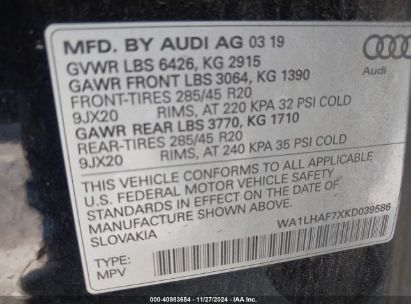 Lot #3035093497 2019 AUDI Q7 45 PREMIUM/45 SE PREMIUM