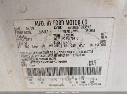 Lot #3048046860 2008 FORD F-150 FX2/STX/XL/XLT