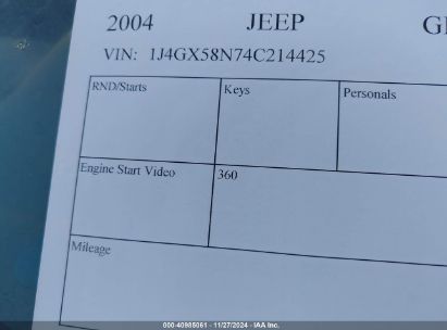 Lot #3037524787 2004 JEEP GRAND CHEROKEE LIMITED