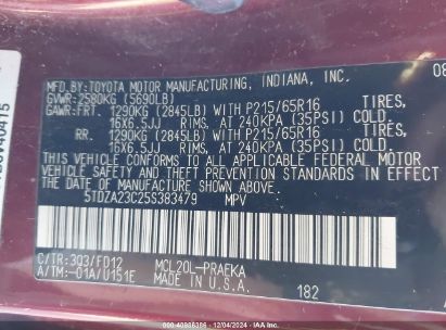 Lot #3053061767 2005 TOYOTA SIENNA CE