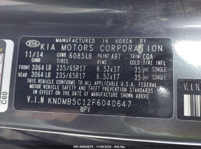 Lot #3046377517 2015 KIA SEDONA LX