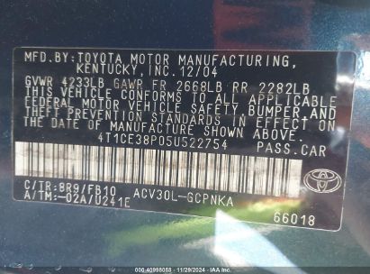 Lot #3042566650 2005 TOYOTA CAMRY SOLARA SE