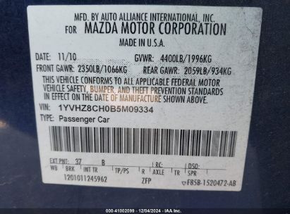 Lot #3056067993 2011 MAZDA MAZDA6 I TOURING