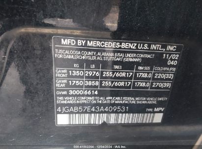 Lot #3051082158 2003 MERCEDES-BENZ ML 350