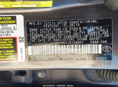 Lot #3035080730 2018 TOYOTA CAMRY XLE