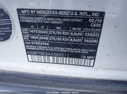 Lot #3051073317 2010 MERCEDES-BENZ GL 450 4MATIC