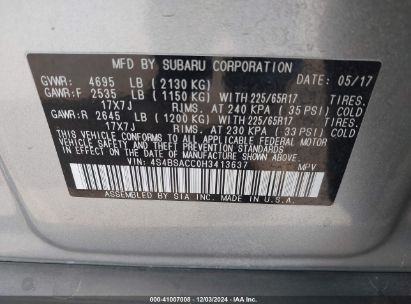 Lot #3065107137 2017 SUBARU OUTBACK 2.5I PREMIUM