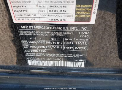 Lot #3034050821 2008 MERCEDES-BENZ ML 350 4MATIC