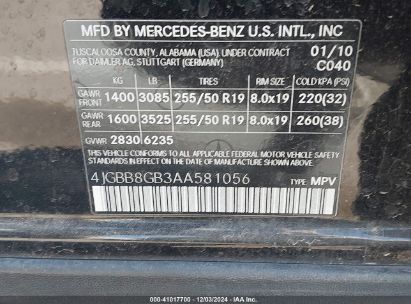 Lot #3046371340 2010 MERCEDES-BENZ ML 350 4MATIC