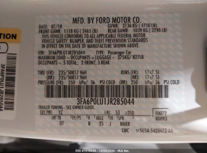 Lot #3053061263 2018 FORD FUSION HYBRID SE