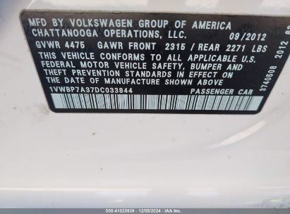 Lot #3034050948 2013 VOLKSWAGEN PASSAT 2.5L SE