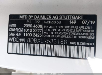 Lot #3050071485 2020 MERCEDES-BENZ C 300