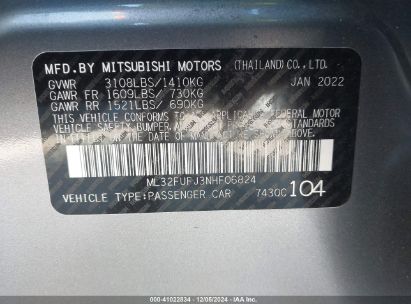 Lot #3056067875 2022 MITSUBISHI MIRAGE G4 BLACK EDITION/ES/LE