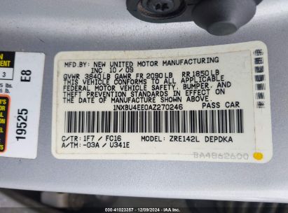 Lot #3034050691 2010 TOYOTA COROLLA LE